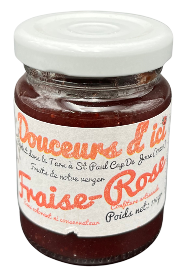 Confitures de Fraises - pétales de Roses 110gr (TVA 5,5%)